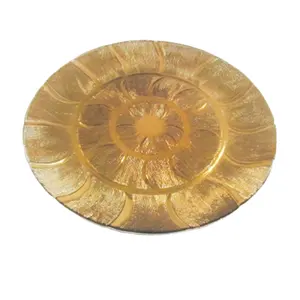 Wholesale Wedding Gold Western Plate Hot Selling Elegant Gold Glass Charger Dish Plates