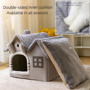 SUREWALHOME Casa para mascotas Cama cueva para gatos Cama cálida y acogedora para perros Interior con cojín extraíble Casas para gatos plegables lavables - Product Image 6