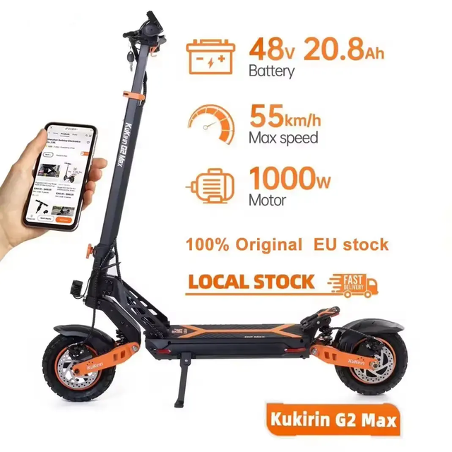 Cheapest Price EU Stock Kukirin G2 Max 48V 20.8Ah Max Speed 55km/h Range 80km Self-balancing Electric Scooter 1000w Adults