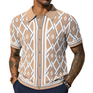 <span class=keywords><strong>Polo</strong></span> da uomo europa America motivo a rombi in maglia nuova estiva maglia <span class=keywords><strong>Jacquard</strong></span> Cardigan da uomo - Product Image 2