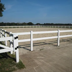 Plastic Horse Arena Safety PVC Post And Rail Farm Ranch Rail Fencing White 2 Rails Horse PVC Vinyl Fence For Sale