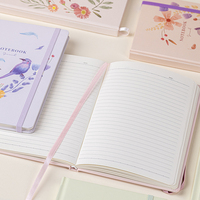 Carnet de notes pour femmes, cadeau kawaii, logo personnalisé, fleurs, oiseaux, animaux, impression, couverture rigide A5 avec fermeture élastique