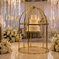 Support de gâteau de mariage rond en acier inoxydable doré de luxe, présentoir à champagne en forme de dôme pour la décoration d'événements de mariage et d'hôtels
