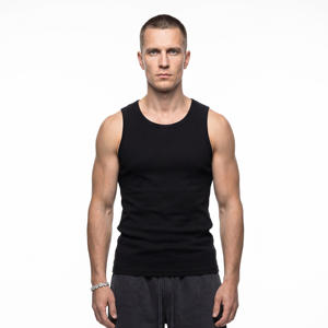 Camiseta sin mangas de algodón y elastano de alto gramaje, tejido acanalado, cuello redondo, con logo personalizado, para uso casual. - Product Image 3