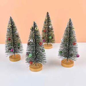 Mini arbres de Noël artificiels givrés en sisal, décorations de table pour la maison, ornements d'hiver - Product Image 3