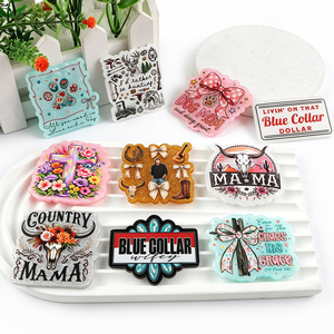 Customization Colorful Acrylic Flatbacks Badge <b>Holders</b> With Floral Country Designs For DIY Decorations - Product Image 3