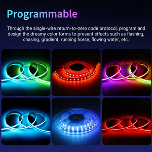Tira de Luces LED RGB Inteligente COB de 18 pies, Direccionable, <span class=keywords><strong>con</strong></span> Efecto de Persecución de Color, 12V, Multicolor, Flexible, para Decoración - Product Image 3
