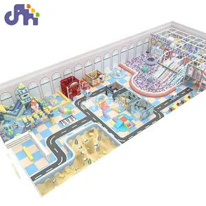 Traffic town playhouse theme park kids indoor play area wood doll house indoor playground ball pit