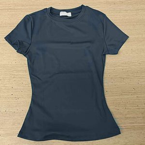 T-shirt da <span class=keywords><strong>donna</strong></span> a maniche corte, aderente, in spandex, traspirante e ad asciugatura rapida, ideale per yoga, pilates e fitness, con design carino e corto che esponga l'ombelico. - Product Image 2