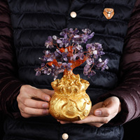 Arbre de cristal de quartz d'arbre de cristal de gravier de guérison naturelle de vente de masse de HY avec de l'aventurine verte