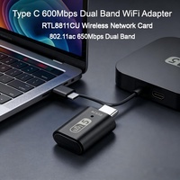 Carte WiFi Type C 600 Mbps 802.11AC 2,4 GHz / 5 GHz Adaptateur WiFi double bande Prise en charge du mode AP souple