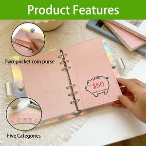 Pochettes pour <span class=keywords><strong>classeur</strong></span> A6 sans fermeture éclair, en <span class=keywords><strong>plastique</strong></span> rose, 2 poches, finition mate, enveloppe de budget, <span class=keywords><strong>pochette</strong></span> à monnaie - Product Image 3