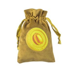 Sac à cordon en velours épais orange-rouge, pochette cadeau en flanelle douce pour bijoux, cosmétiques, cadeaux de mariage, taille/logo personnalisés - Product Image 1
