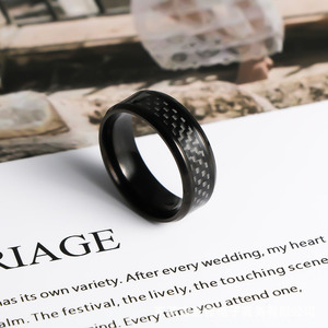 Anillo de Acero Inoxidable para Hombre, Diseño Geométrico, Estilo Fibra de Carbono Oscura SA1219, Uso Diario - Product Image 5