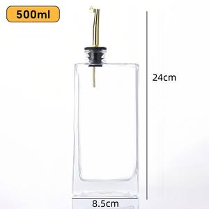 Distributeur d'huile d'olive de cuisine carré en verre vide avec couvercle pour <span class=keywords><strong>sauce</strong></span> soja au vinaigre - Product Image 4