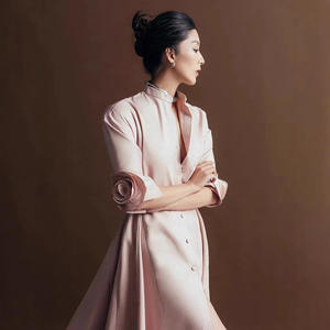 العروس الفرنسية الوقوف الخريف بأكمام طويلة على شكل خط في الهواء الطلق طوق مع وشاح اللباس - Product Image 2