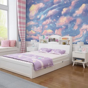 Moderno 3D simpatico gatto cartone animato carta da parati in tessuto per bambini ragazze camera da letto ignifuga impermeabile per soggiorno sullo sfondo - Product Image 4