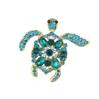 Nuevo Broche de Tortuga de Cristal, Pin de Solapa con Pedrería, Accesorio de Moda para Ropa