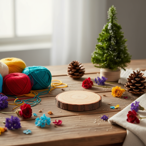 Base in legno Ilan 7-8 cm naturale rotonda per artigianato e decorazioni - Product Image 3