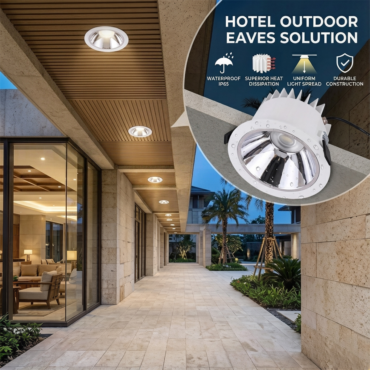 Commercial Aluminum LED Modern Waterproof IP65 4000K ETL Downlights 12W 20W High CRI 90 Recessed Ceiling Housing for Hotel