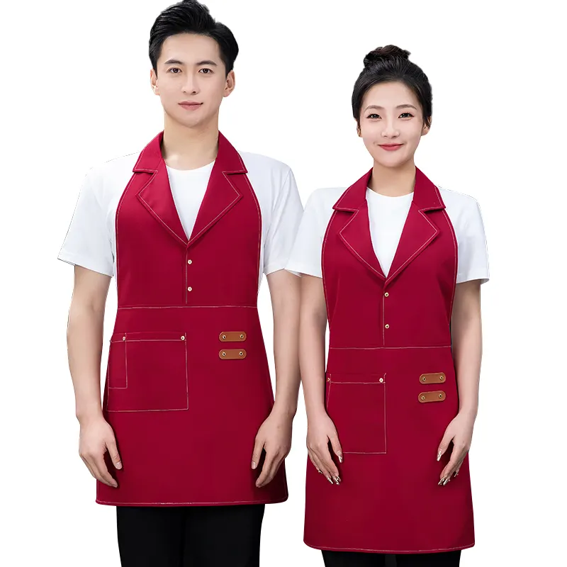 Delantal de cocina Impresión personalizada Café Bar Camarera Uniforme Falda corta Delantales lindos para mujeres