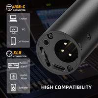 FIFINE TANK2 USB/XLR Dynamisches Mikrofon für Podcast-Aufnahmen Studio-Handmikrofon mit Tischständer für Gesang