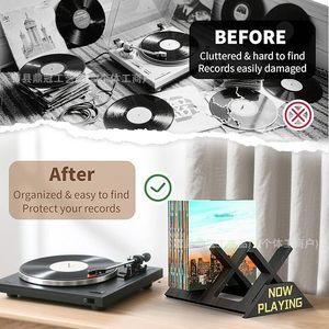 Wooden Vinyl <b>Record</b> Display Rack Foldable Now Playing Sign CD Storage Shelf Living Room Decor Multi Functional Portable <b>Stand</b> - Product Image 3