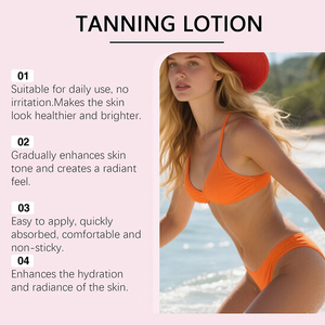 Accélérateur de bronzage auto-bronzant végétalien minéral à base de peptides biologiques sans gras, marque privée, SPF 50+, lotion bronzante pour peaux foncées - Product Image 2