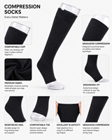 Chaussettes de compression personnalisées à bout ouvert de 23 à 32 mmHg, antibactériennes, respirantes, pour femmes