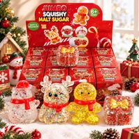 Nouveau jouet souple en maltose à paillettes dorées édition limitée Noël, jouet anti-stress à remontée lente, mignon jouet de dessin animé de Noël pour cadeau