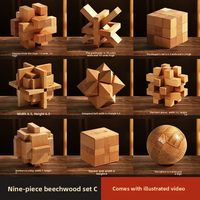 Casse-tête en bois 9 pièces 3D, casse-tête traditionnel chinois Luban Kongming Lock, jouet éducatif STEM, coffret cadeau pour enfants et adultes