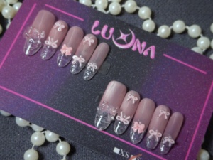 <span class=keywords><strong>Ongles</strong></span> artificiels en ABS, 10 pièces, faits à la main, motif cœur rose Chakra, cristal étincelant, pour la guérison, à presser - Product Image 2