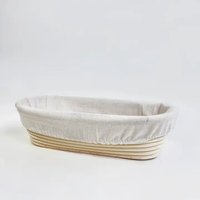 Juego de cestas de ratán para fermentar pan, ovaladas de 10 pulgadas y de 9 pulgadas, suministros para masa madre, herramientas de panadería, aptas para horno, con forros