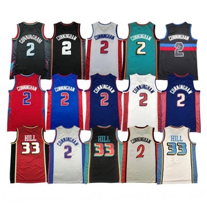 Camiseta de Baloncesto Bordada Edición Ciudad Verano 2026 para Hombre, <span class=keywords><strong>Detroit</strong></span> 2 Cade Cunningham 33 Grant Hill, Ropa para Fanáticos, Venta al Por Mayor - Product Image 1