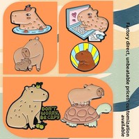 Badges ronds personnalisés gravés avec motif capybara et impression par transfert pour téléphones portables