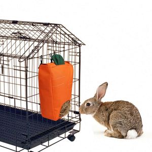 Sac de nourriture suspendu en forme de carotte pour lapin, cochon d'Inde, chinchilla, hamster, petits animaux, support pour herbe sèche, pochette d'alimentation - Product Image 2
