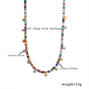 قلادة مطرزة بالخرز من الحجر الطبيعي الأوروبي للنساء مصنوعة يدويًا قابلة للتعديل مجوهرات من طبقات البوهو مقاومة للبهت - Product Image 5