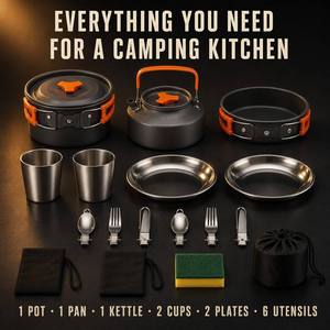 <span class=keywords><strong>Set</strong></span> di Pentole da Campeggio Portatile per 2-<span class=keywords><strong>3</strong></span> Persone, con Borsa per il Trasporto e Stoviglie Pieghevoli - Product Image 4