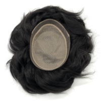 Perruque Homme en Cheveux Remy Noirs Lisses, Système de Remplacement Capillaire, Base en Soie, Toupet M-Lace, Qualité Supérieure, Vente en Gros Usine AU United