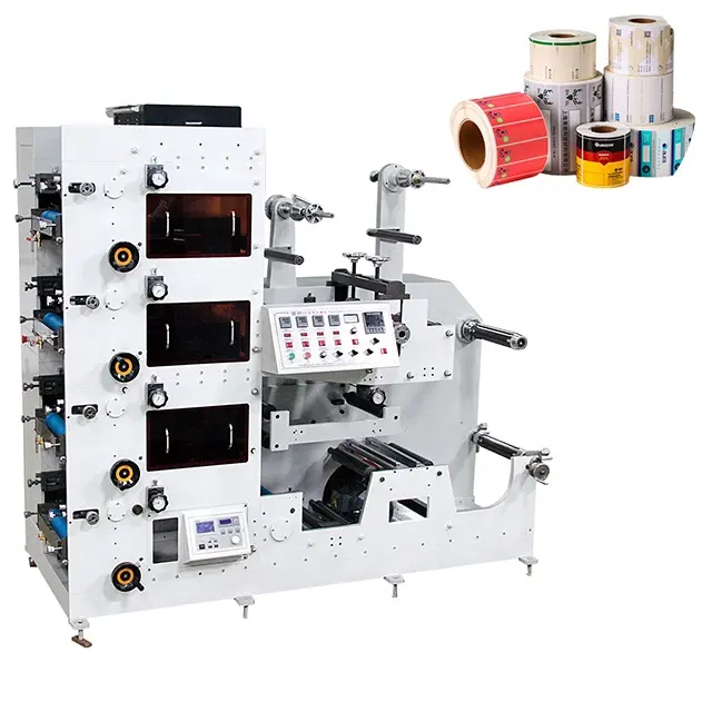 4 Color Narrow Web Adhesive Labels Flexo Printing Machine