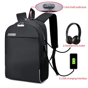 Geschäfts reise Schule wasserdicht schwarz Smart Rucksack Tasche Herren USB-Akku aufladen Anti-Diebstahl-Laptop-Rucksack mit USB-Anschluss