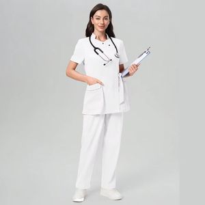 Tunique de travail personnalisée pour salon de mode, uniforme de travail élastique pour hôpital, usage médical, pour hommes, grande taille, en tissu tissé, avec laçage ajustable - Product Image 1