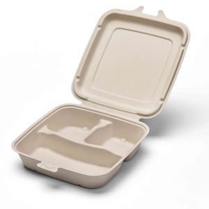 Barquettes en bagasse de canne à sucre renouvelable avec compartiments pour les repas scolaires et les déjeuners au bureau - Product Image 3