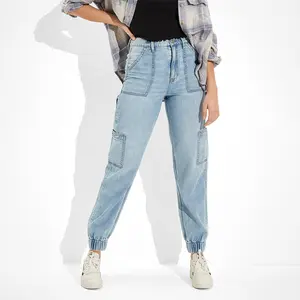 Offre Spéciale Multi Pocket Casual Cargo Long Harem Style Jeans Pour Femmes