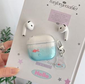 Para AirPods 1/2/3/4/Pro 2 Creative Koi Art Case Blue Goldfish Tie Dye Pattern Funda protectora estética - Product Image 3