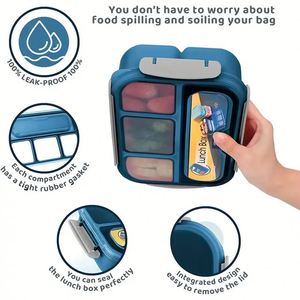 Reusable Bento <b>Box</b> Adult <b>Lunch</b> <b>Box</b> Kids, 1300ML-4 <b>Compartment</b> Bento <b>Lunch</b> <b>Box</b> Food Containers, Microwave & Dishwasher & Freezer - Product Image 6