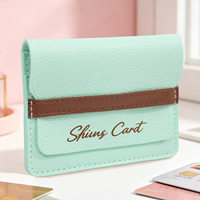 Dompet Kartu Minimalis dari Kulit PU dengan Desain Tali dan Penutup Lipat, Organizer Kartu Tipis untuk Kantor, Hadiah Profesional