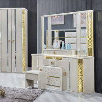 Ensemble de meubles de chambre à coucher moderne en bois avec cadre en bois, lit king size de luxe, tête de lit double à LED, vente en gros Chine