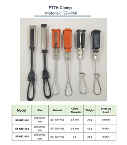 Ftth fil en acier inoxydable réglable goutte fil pince Tension câble pince Wedge Type 201 SS + PA6 matériel