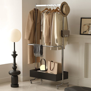 Modern Stainless Steel Clothes <b>Rack</b> With <b>Storage</b> Drawer Portable Wardrobe For Bedroom And Living Space - Product Image 2